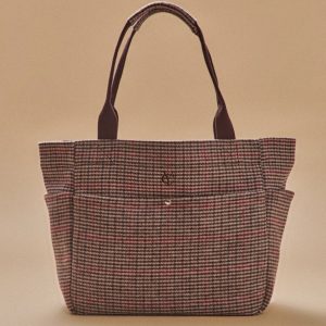Sac cabas lainage pied-de-poule femme