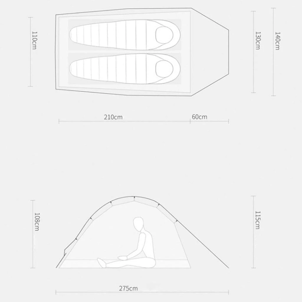 Tente tunnel 2 places 3 saisons WIDESEA, légère et étanche – Image 4