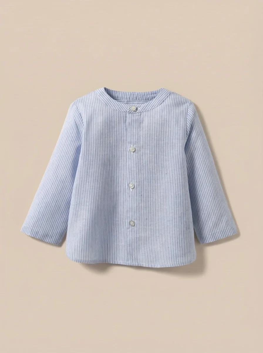 Chemise rayée en lin et coton Bébé – Image 2