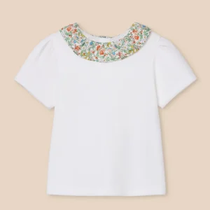 T-shirt col en tissu Liberty Bébé - Coton biologique