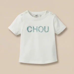 T-shirt Bébé lettres en tissu Liberty - Coton biologique