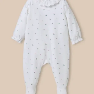 Dors-bien en velours Bébé col en broderie anglaise