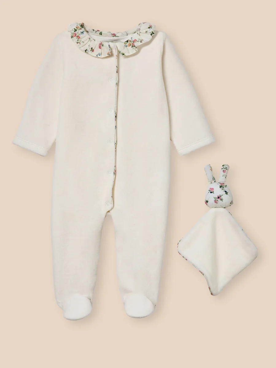 Dors-bien velours et tissu Liberty + doudou Bébé – Image 2