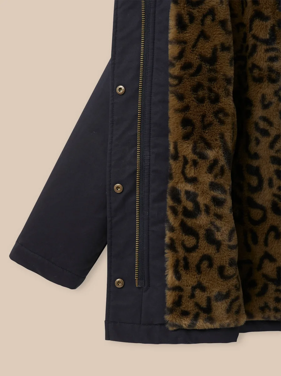 Parka courte Fille doublée léopard – Image 4