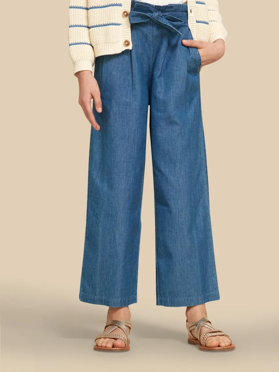 Pantalon large Fille en denim light