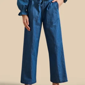 Pantalon large Fille en denim light