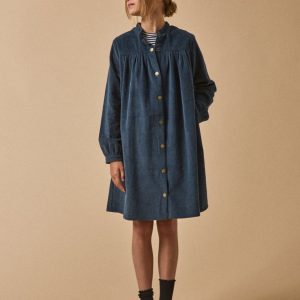 Robe chemise Fille en velours gaufré