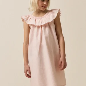 Robe Fille Clotilde lin et coton - Collection Fêtes et Mariages