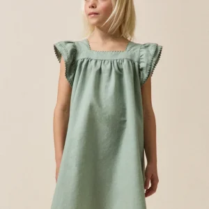 Robe Clémence Fille lin et coton - Collection Fêtes et Mariages