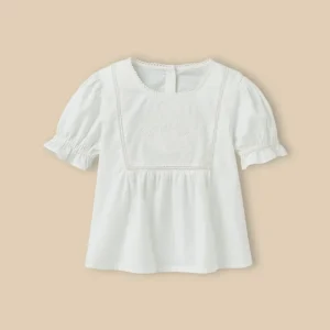 Blouse fille plastron brodée