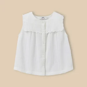 Chemise Fille sans manches - gaze de coton biologique