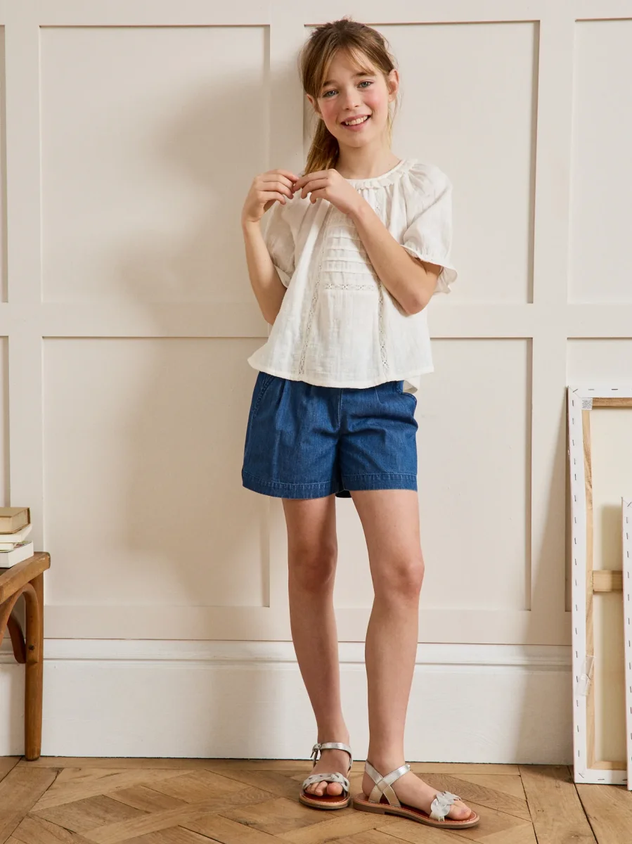 Blouse Fille broderie anglaise en gaze de coton – Image 9