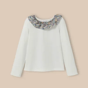 T-shirt col en tissu Liberty - Coton biologique