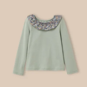 T-shirt col en tissu Liberty - Coton biologique