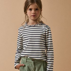 T-shirt marinière Fille tissu Liberty - Coton Biologique