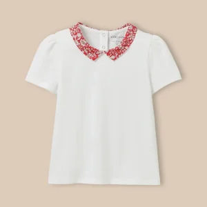 T-shirt col en tissu Liberty Fille - Coton biologique
