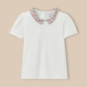 T-shirt col en tissu Liberty Fille - Coton biologique