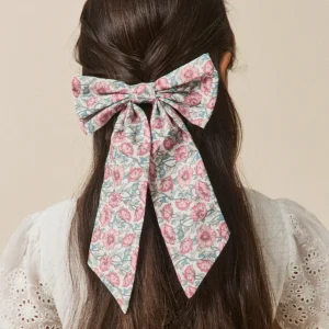 Barrette Fille grand noeud en tissu Liberty