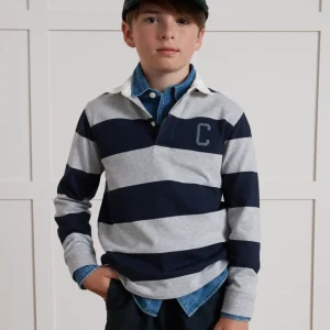 Polo-rugby rayé Garçon - Coton biologique