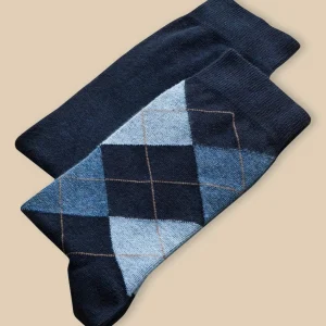 Lot de 2 chaussettes intarsia et unie