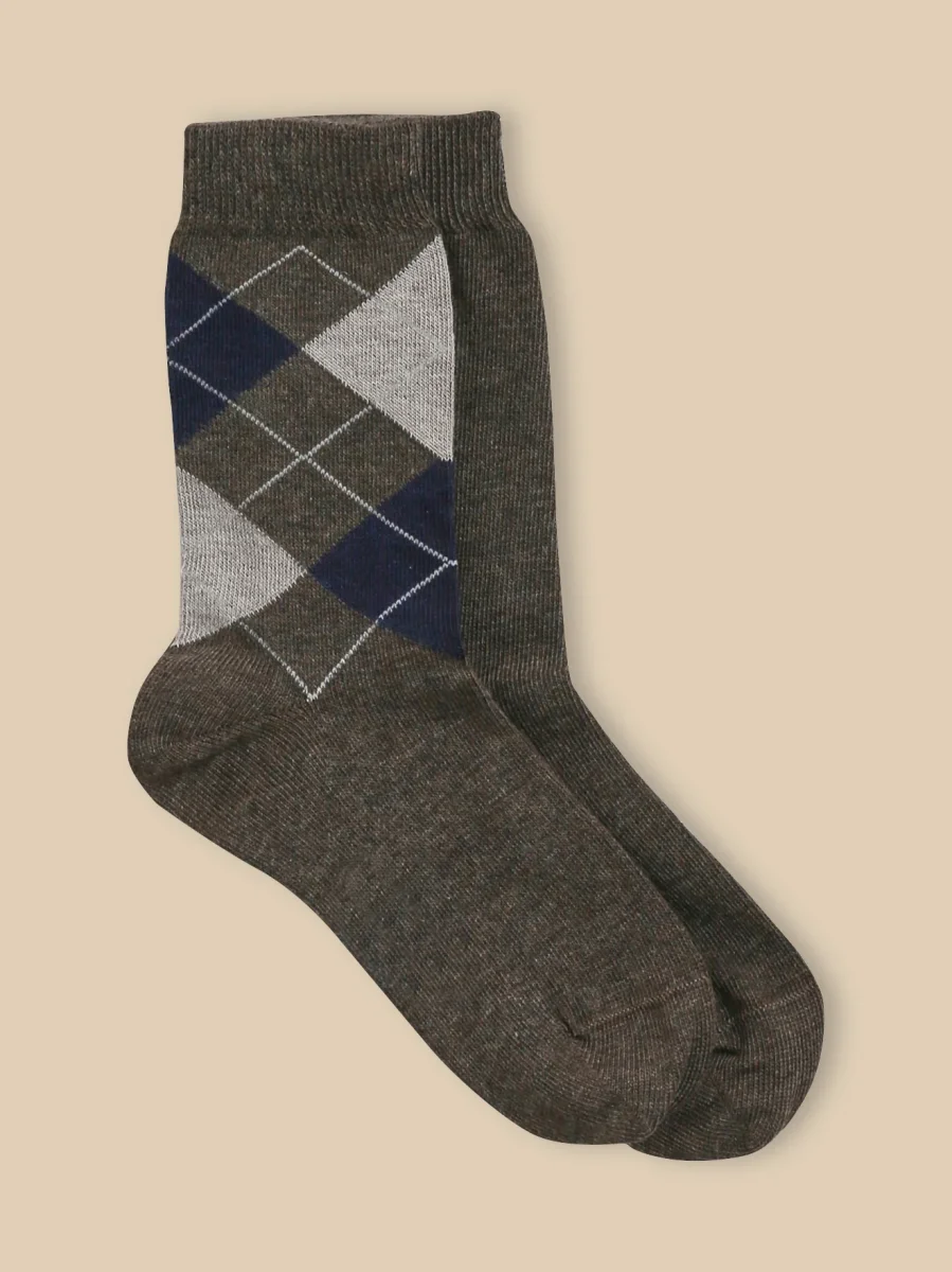 Lot de 2 chaussettes intarsia et unie