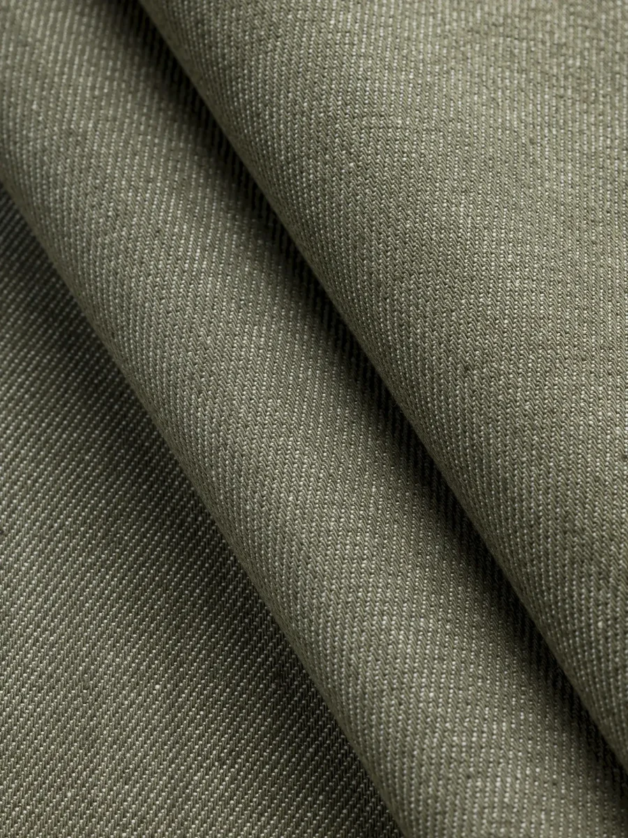 7.6 oz Recycled Cotton Denim - Olive - Swatch – Image 3