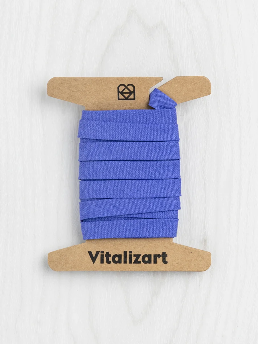 Double-Fold Cotton Poplin Bias Tape - 10 mm (3/8") wide - Cerulean Blue – Image 3