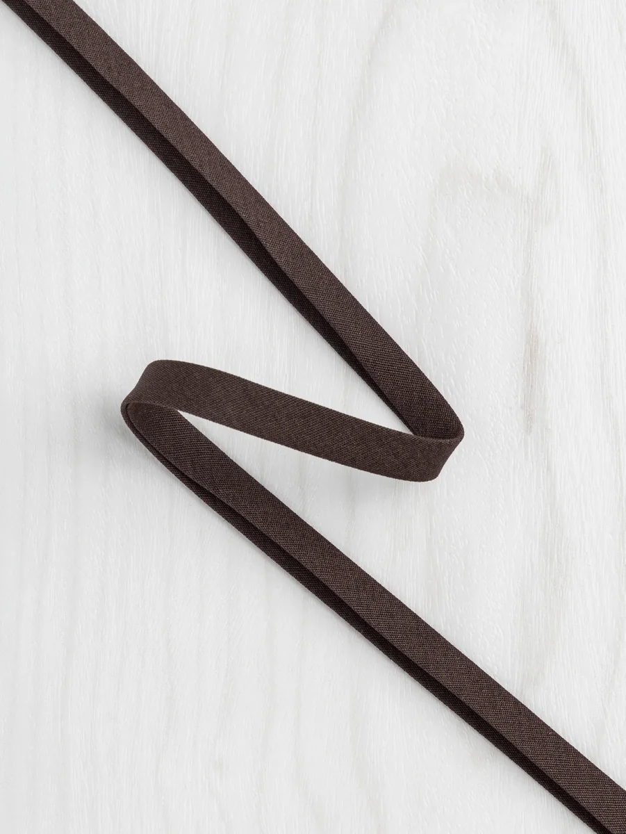 Double-Fold Cotton Poplin Bias Tape - 10 mm (3/8") wide - Chocolate