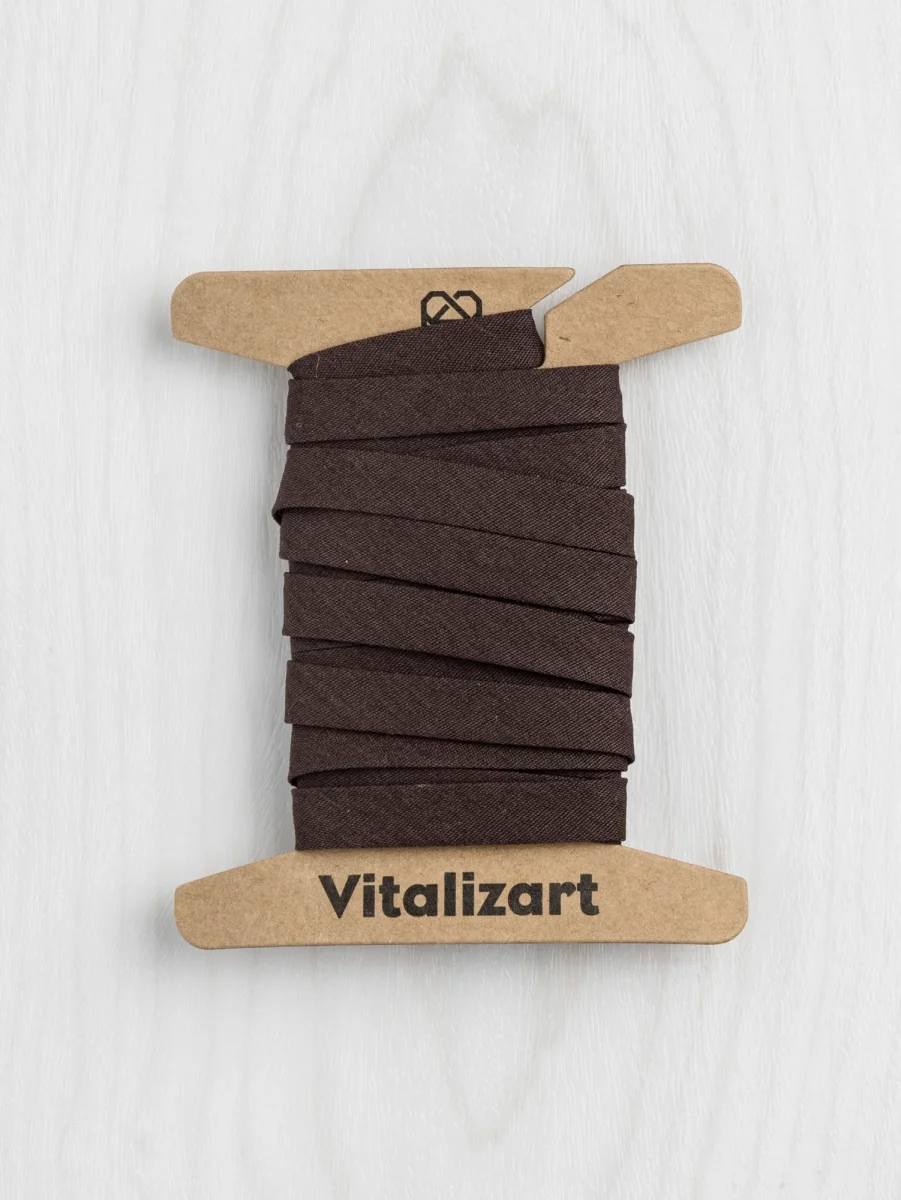 Double-Fold Cotton Poplin Bias Tape - 10 mm (3/8") wide - Chocolate – Image 3