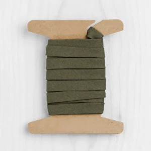 Double-Fold Cotton Poplin Bias Tape - 3/8" (10mm) wide - Dark Olive
