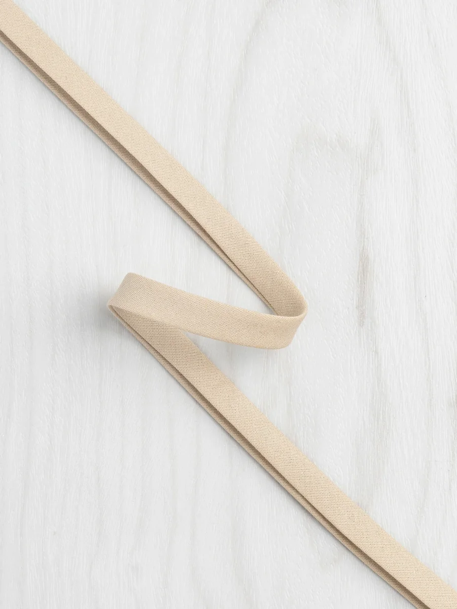 Double-Fold Cotton Poplin Bias Tape - 10 mm (3/8") wide - Oat