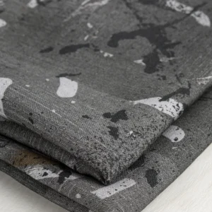 Abstract Brushstroke Linen Viscose Deadstock - Green