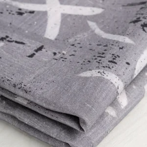 Abstract Brushstroke Linen Viscose Deadstock - Grey