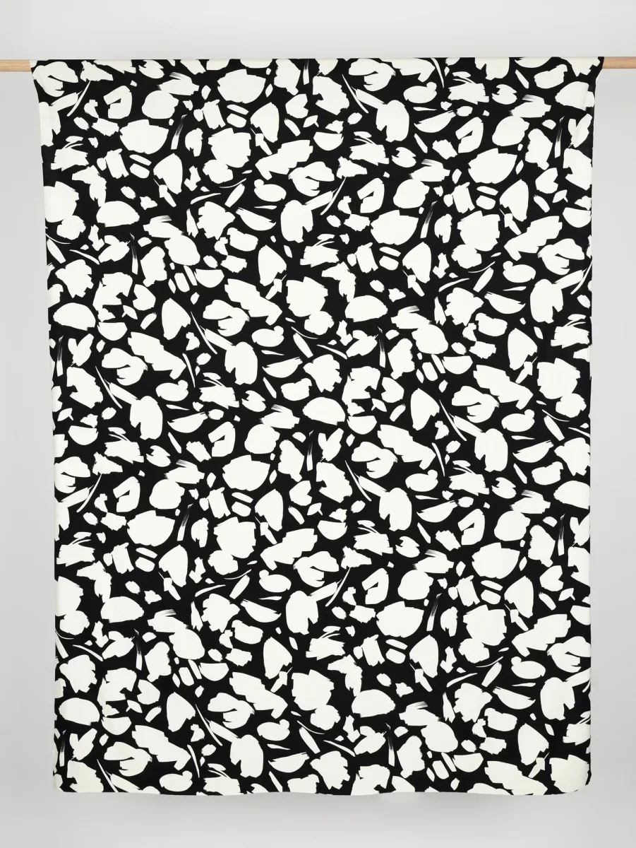 Abstract Brushstroke Viscose Knit - Black + Cream – Image 3