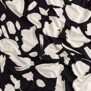 Abstract Brushstroke Viscose Knit - Black + Cream