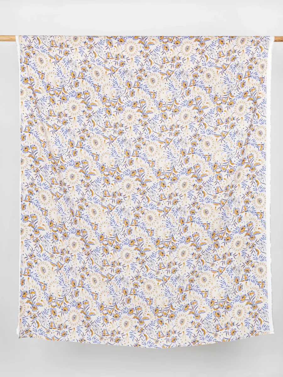 Amulet Print Ecovero Viscose - Cream + Periwinkle + Ochre – Image 5