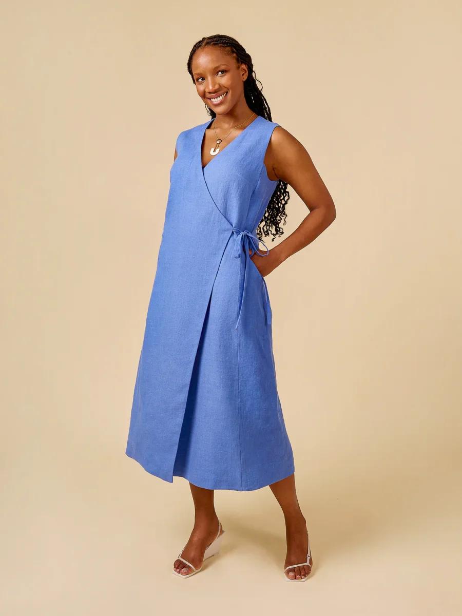 Aylin Wrap Dress & Vest Kit | Deep Teal Midweight European Linen – Image 3