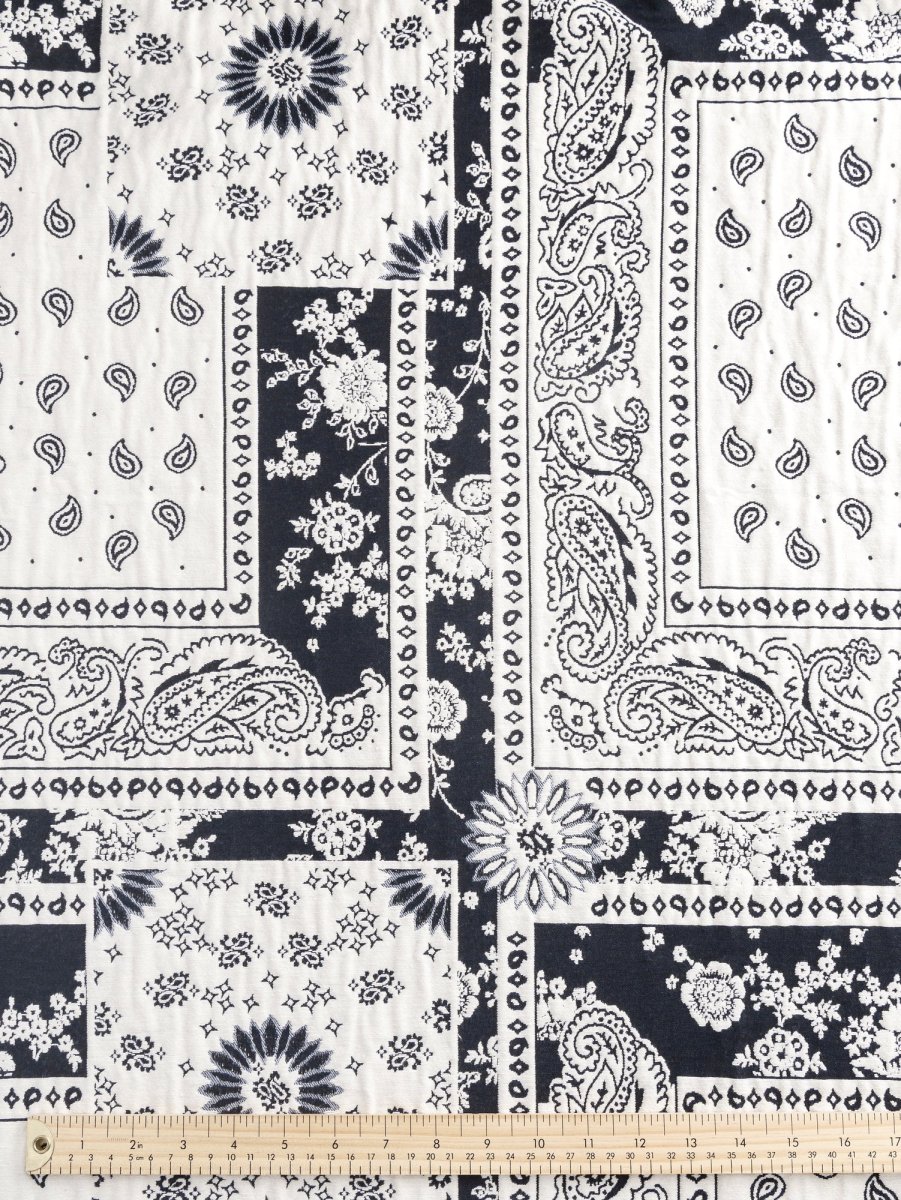 Bandana Cotton Jacquard - Black + Cream - Swatch – Image 6
