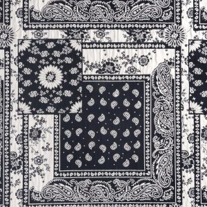 Bandana Cotton Jacquard - Black + Cream - Swatch