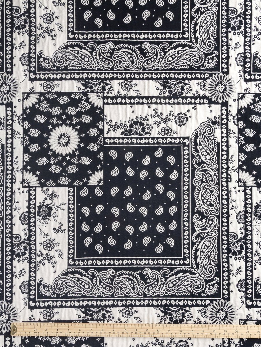 Bandana Cotton Jacquard - Black + Cream – Image 5