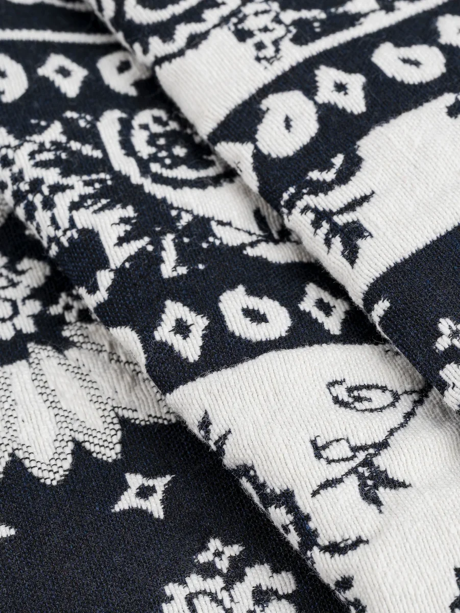 Bandana Cotton Jacquard - Black + Cream - Swatch – Image 4