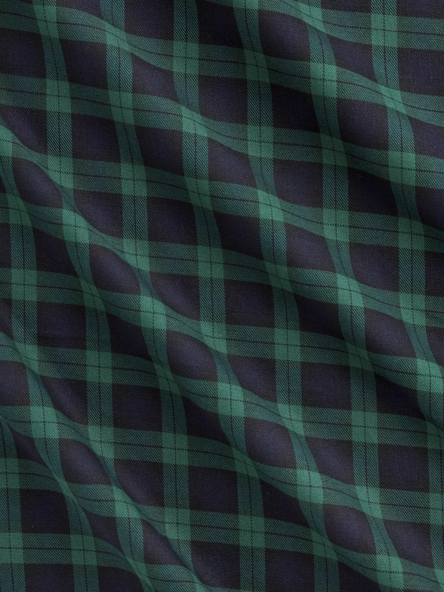 Tartan Japanese Cotton Twill - Navy + Green