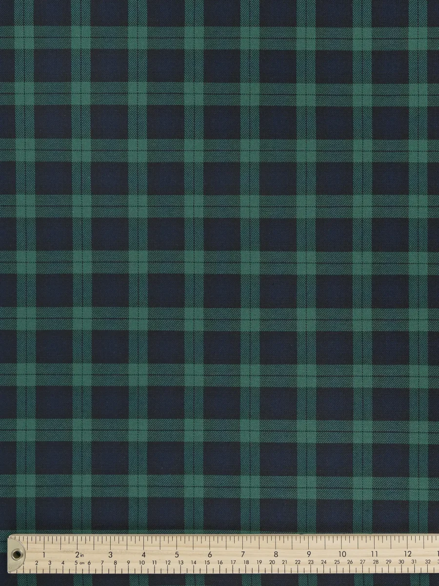 Tartan Japanese Cotton Twill - Navy + Green – Image 4