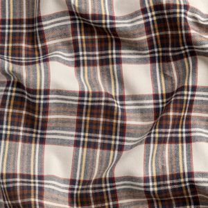 Bonfire Tartan Brushed Cotton - Cream + Red + Brown + Navy