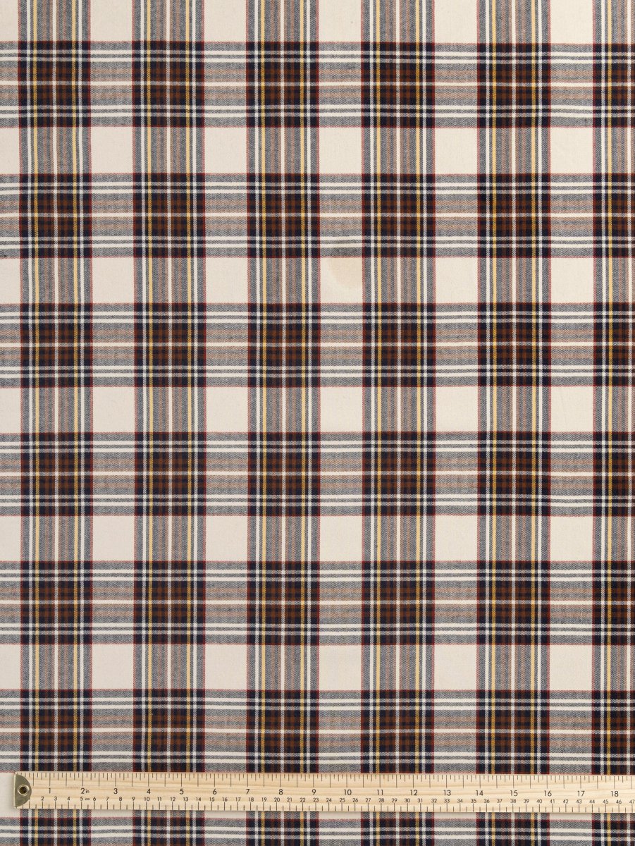 Bonfire Tartan Brushed Cotton - Cream + Red + Brown + Navy – Image 4