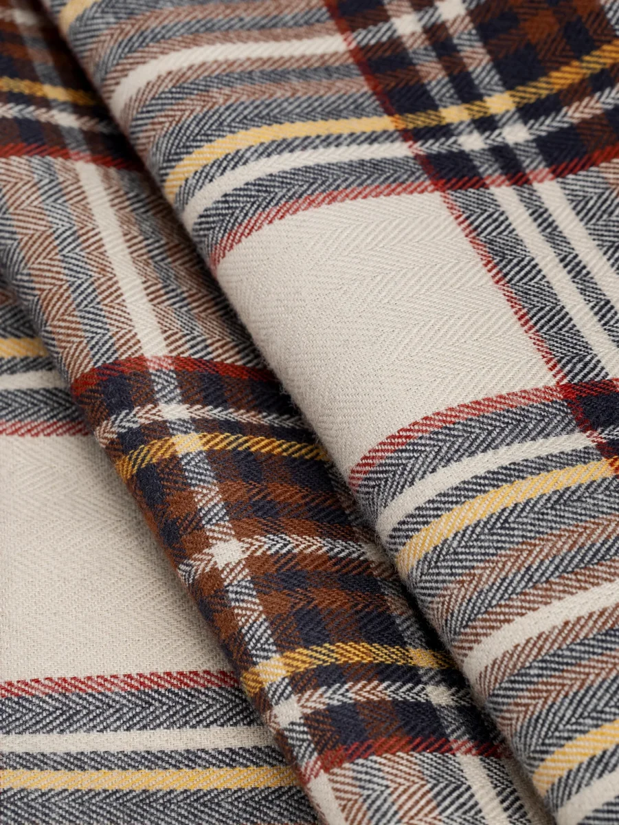Bonfire Tartan Brushed Cotton - Cream + Red + Brown + Navy – Image 3