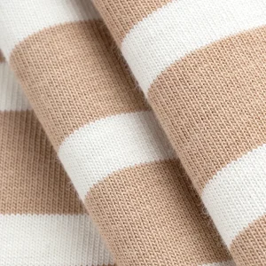 Breton Stripe Organic Cotton Jersey Knit - Beige + Cream