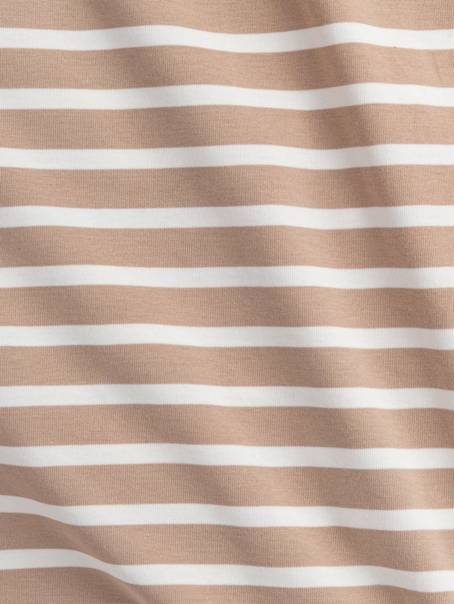 Breton Stripe Organic Cotton Jersey Knit - Beige + Cream – Image 3