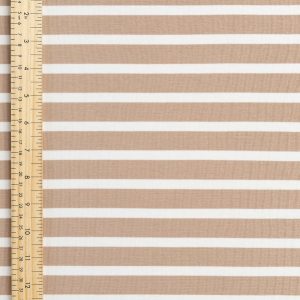 Breton Stripe Organic Cotton Jersey Knit - Beige + Cream - Swatch