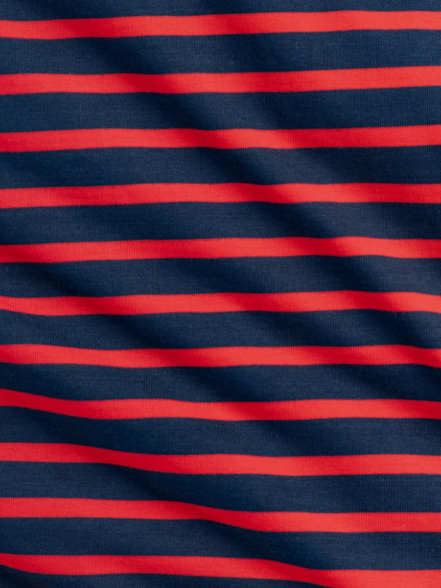 Breton Stripe Organic Cotton Jersey Knit - Navy + Red – Image 3